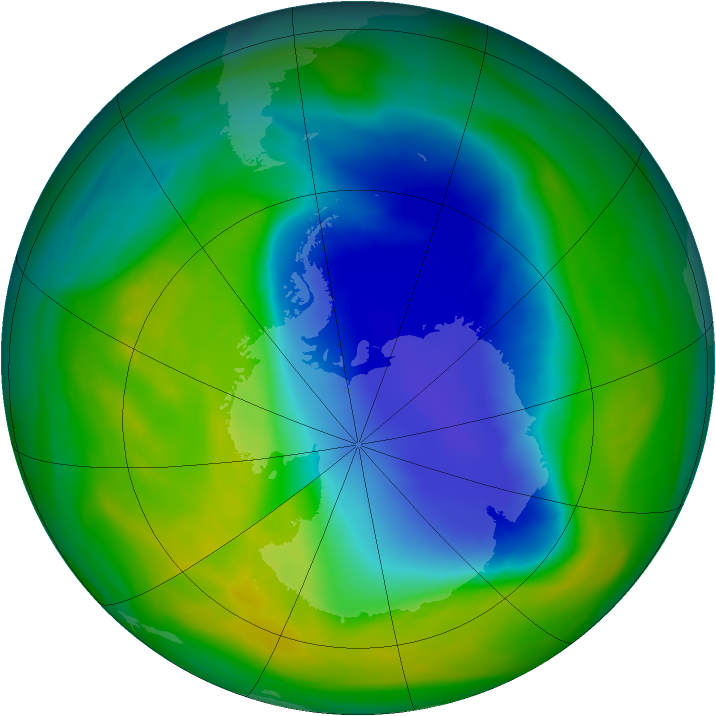 Antarctic ozone map for 24 November 2007
